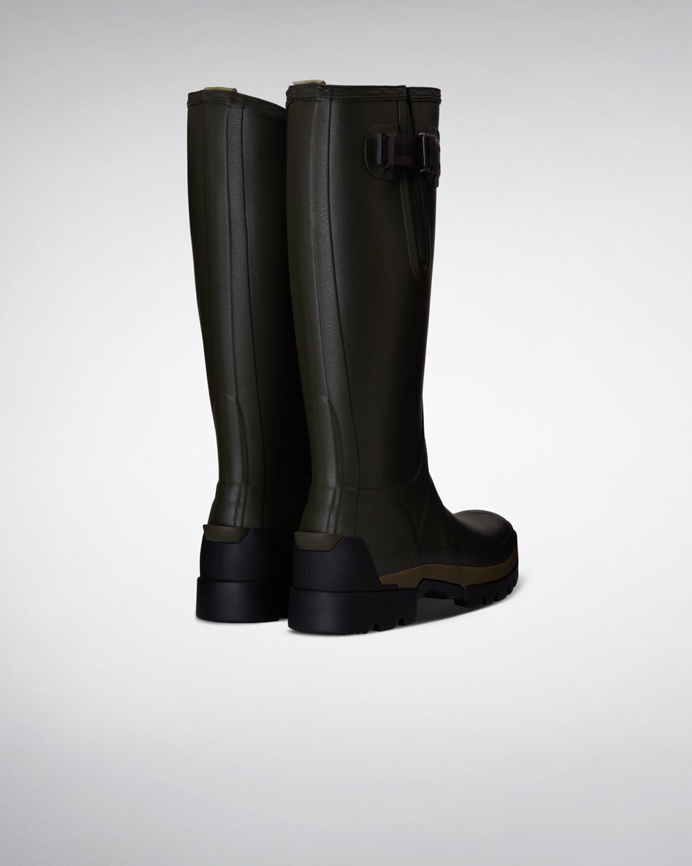 Botas de Lluvia Altas Hunter Mujer - Balmoral Side Adjustable 3Mm Neoprene - Verde Oscuro Oliva - XO